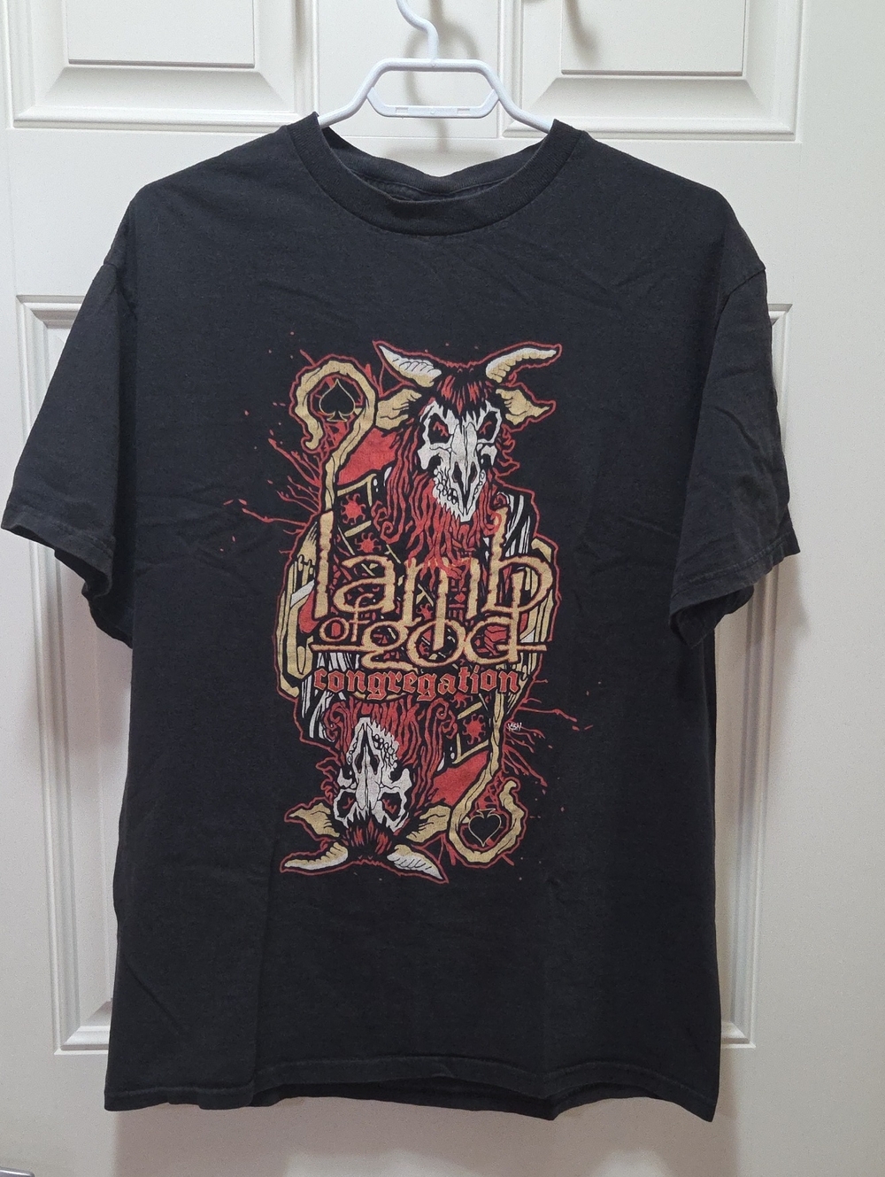 Lamb Of God Graphic Band T‑Shirt with Red and Cream 'Congregation' Artwork